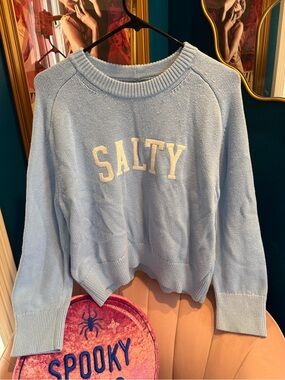 Abercrombie & Fitch Light Blue 'SALTY' Crewneck Sweater